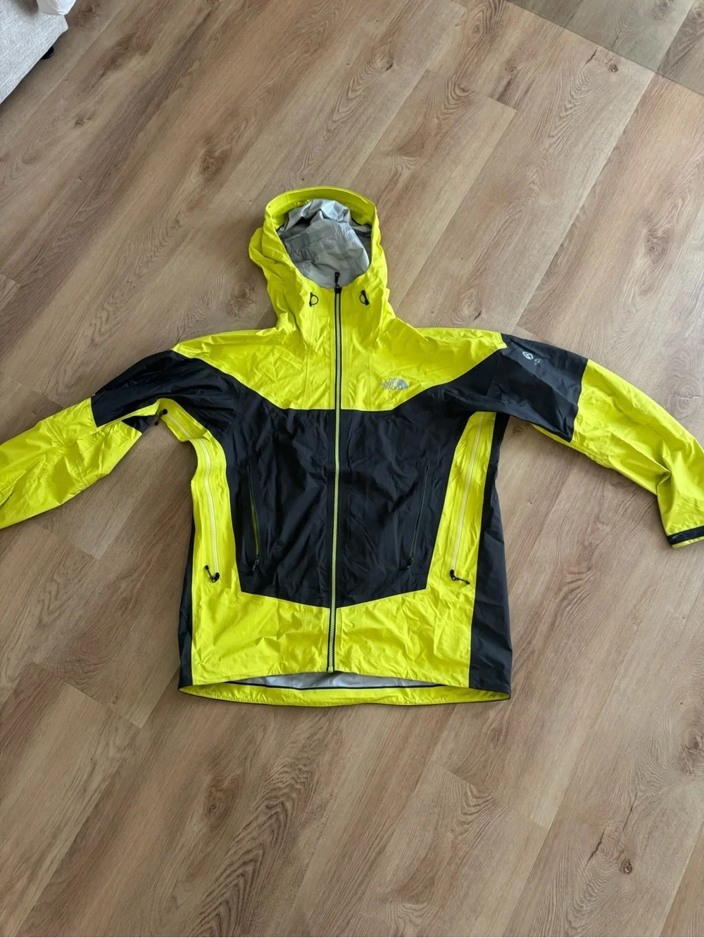 The North Face Black and Neon Yellow Windbreaker Jacket